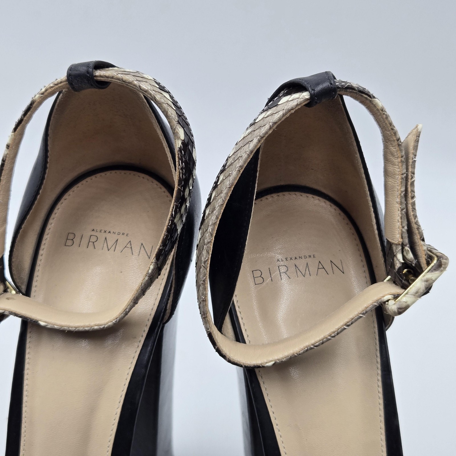Alexandre Birman Sandals Womens Size 9.5 Black Espadrille Block Heel Ankle Strap