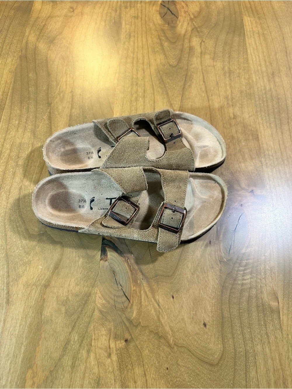 Tula by Birkenstock Taupe Suede Double Strap Sandals Size 6.5 ( 37.5)