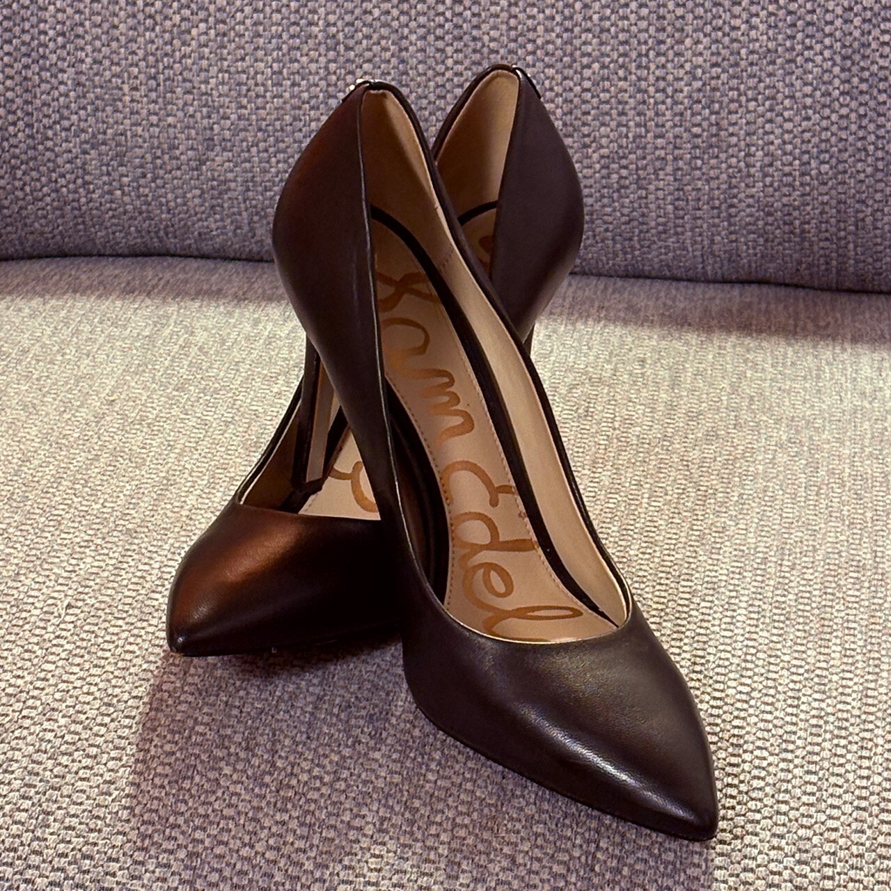 Sam Edelman Hazel Black Leather Pointed Toe Pumps Size 6.5