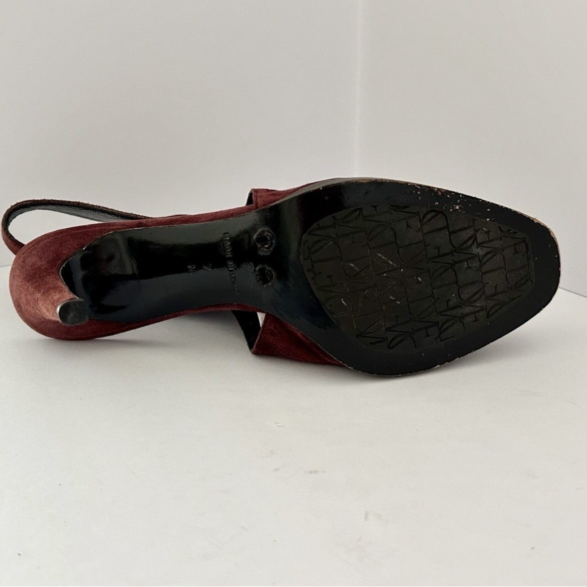 Diane von Furstenberg Suede Slingback Heels Shoe Pump Zip Burgundy Maroon Size 7