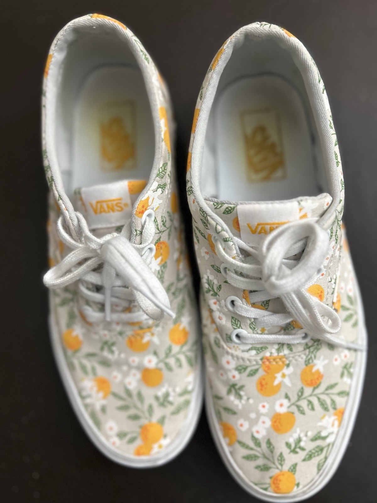 Vans Women’s Floral Doheny White, Green And Orange Sneaker 9.5 M