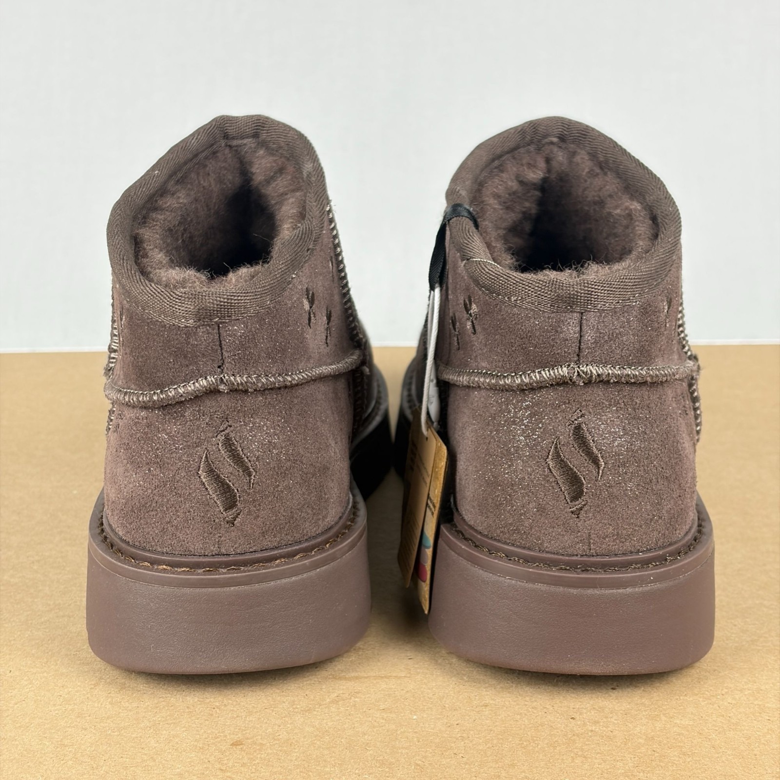 Skechers Slip-Ins Keepsakes Cozy Floral Mini Boots Womens 6.5 Chocolate Brown