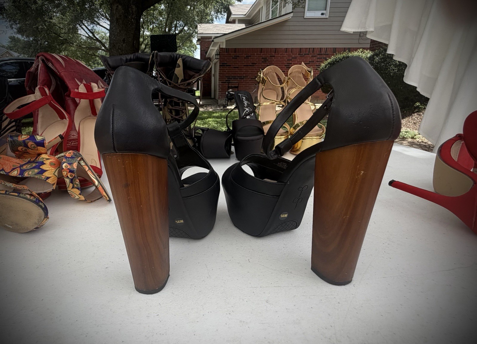 Jessica Simpson Leather Platform Block Heels
