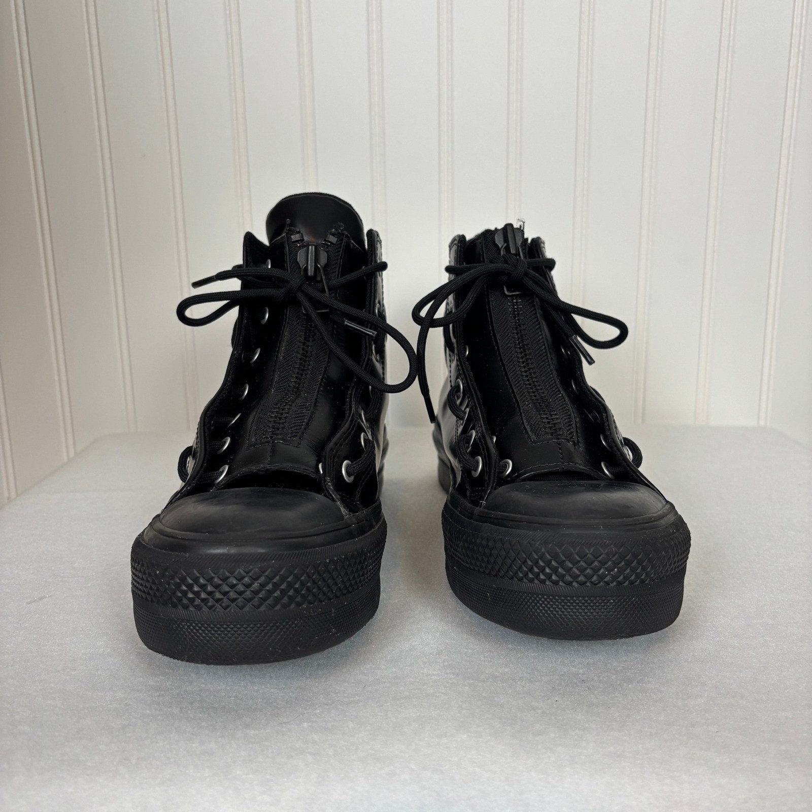 Converse Chuck Taylor All Star Lift Platform Leather Shoes 8 Black Total Eclipse