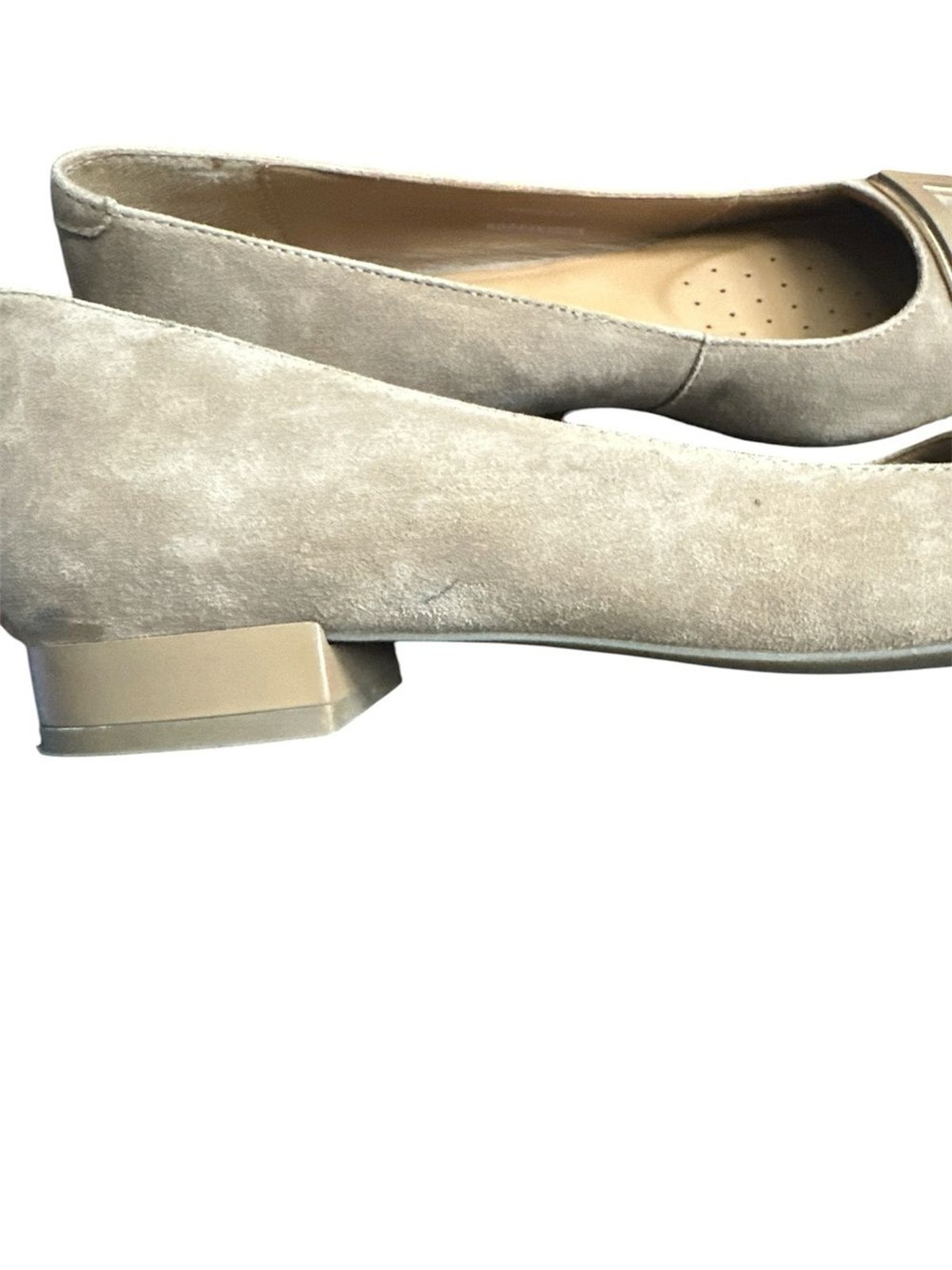 GEOX Pointed Toe Beige Brown Suede Leather Ballet Flats Accent Minimalist 38