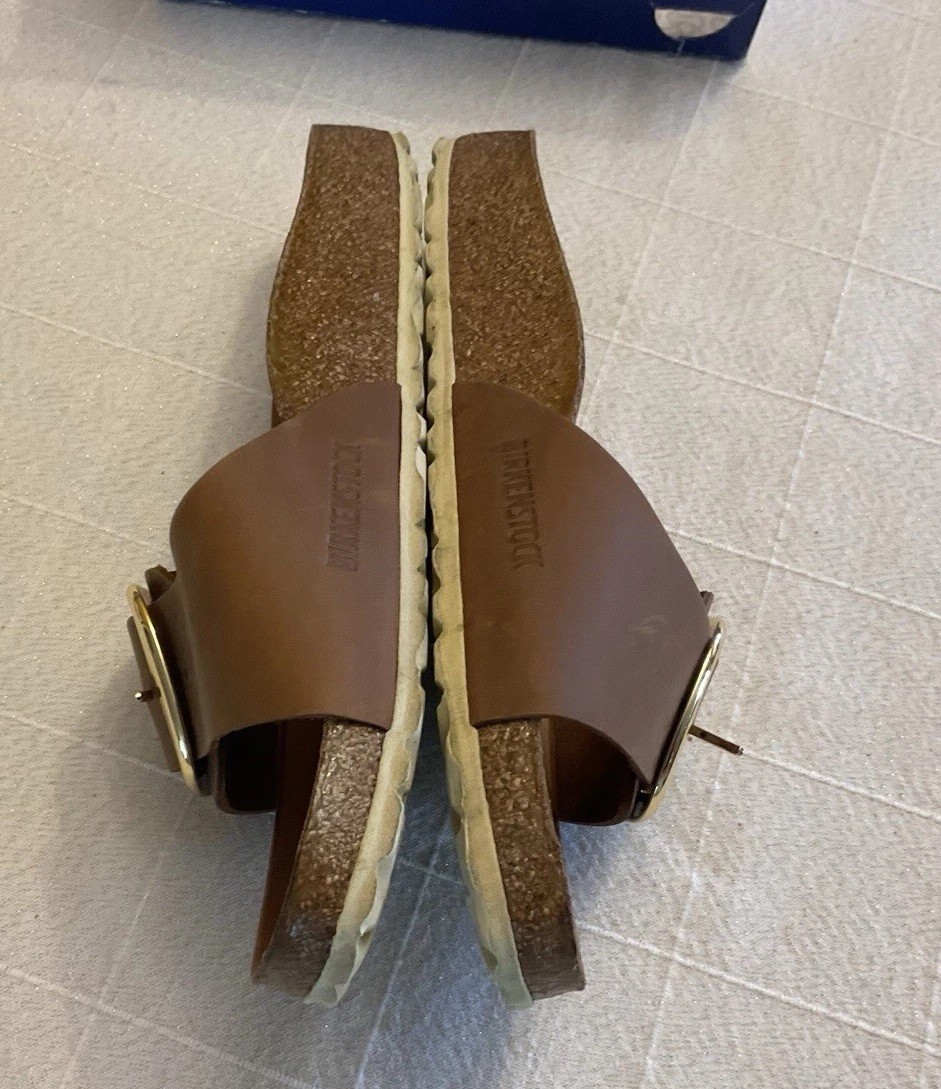 Birkenstock Madrid Big Buckle Oiled Leather Slide Sandals Cognac 9-9.5 US / 40EU