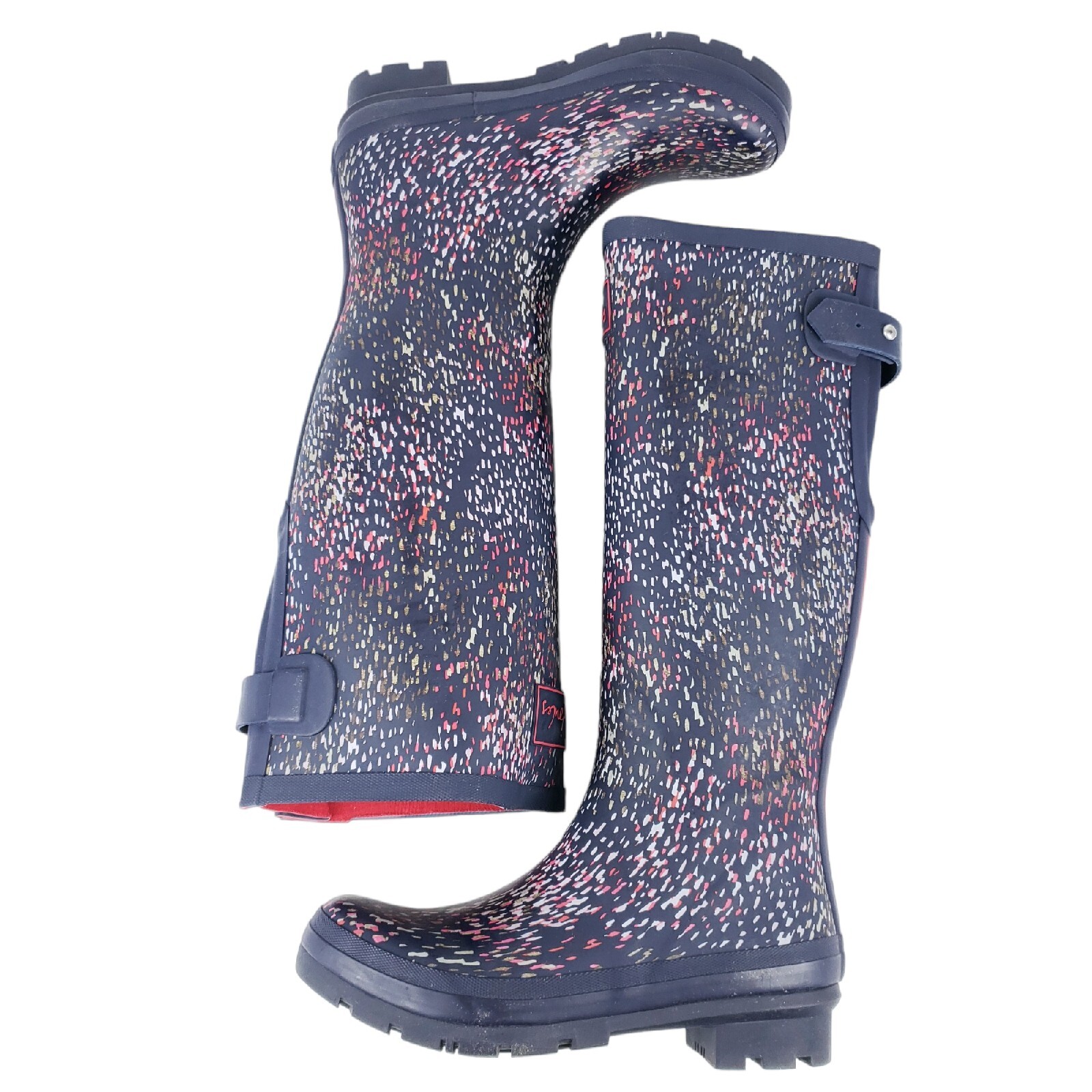NWT JOULES Welly Print Tall Rain Boots NAVY RAIN Size 37 – US 6