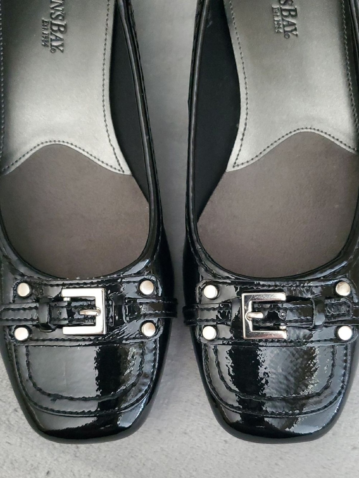 ST. JOHN’S BAY Black Faux Patent Leather Buckle Accent Loafers WOMEN’S SIZE: 7M