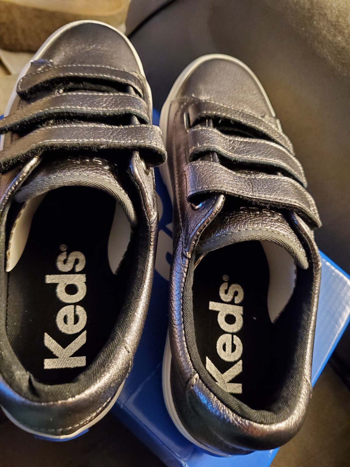 NEW Keds Jump Kick V Gunmetal Hook loop Womens Silver Sneaker Shoe size 9 M NIB