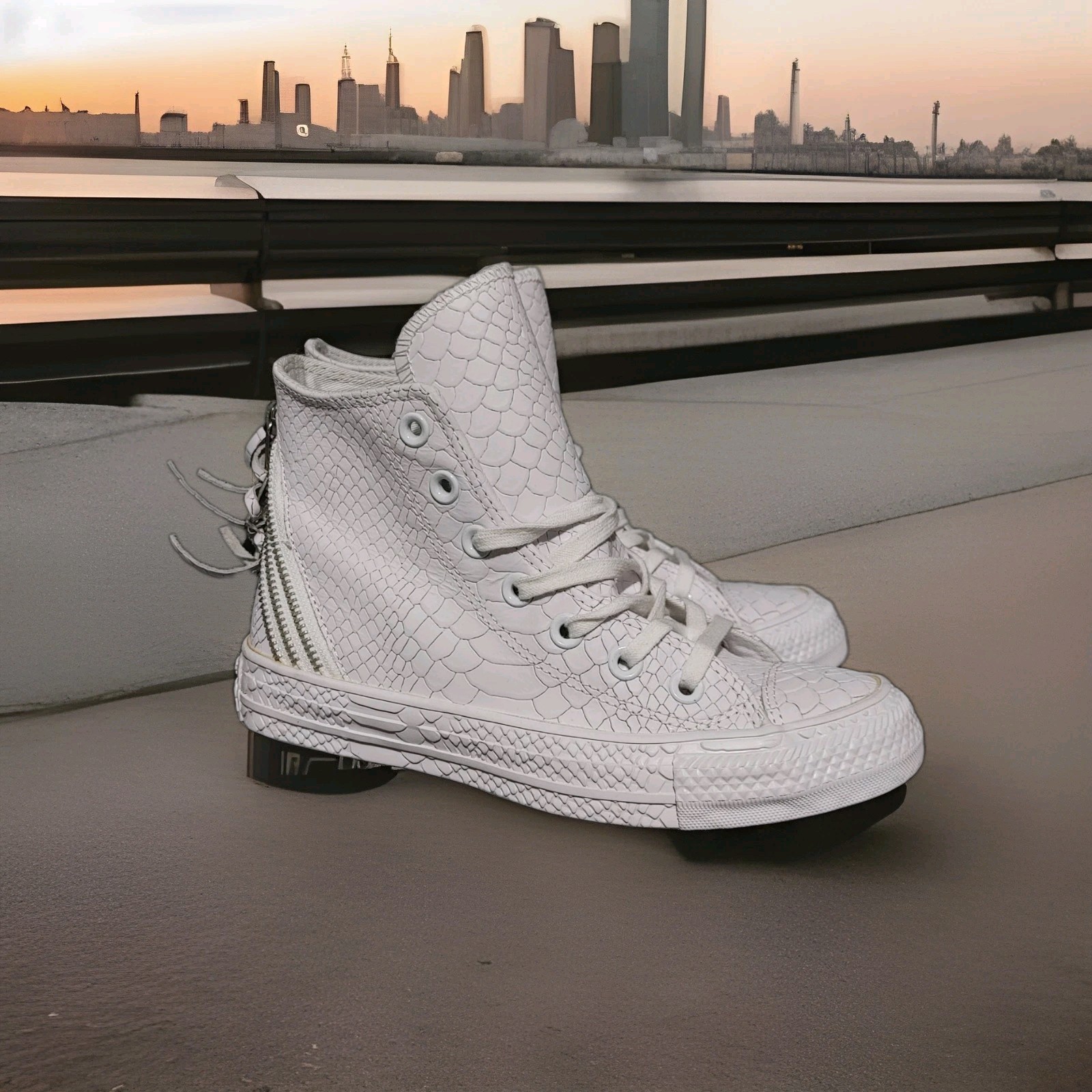 Rare Converse Chuck Taylor CT TRI ZIP HI Damen Sneaker Schuhe 547205C weiß 5.5