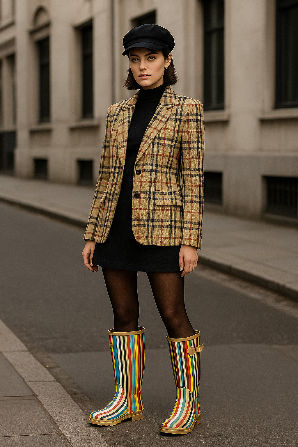 Tamara Henriques wellies multicoloured striped size 39 • rain boots lined