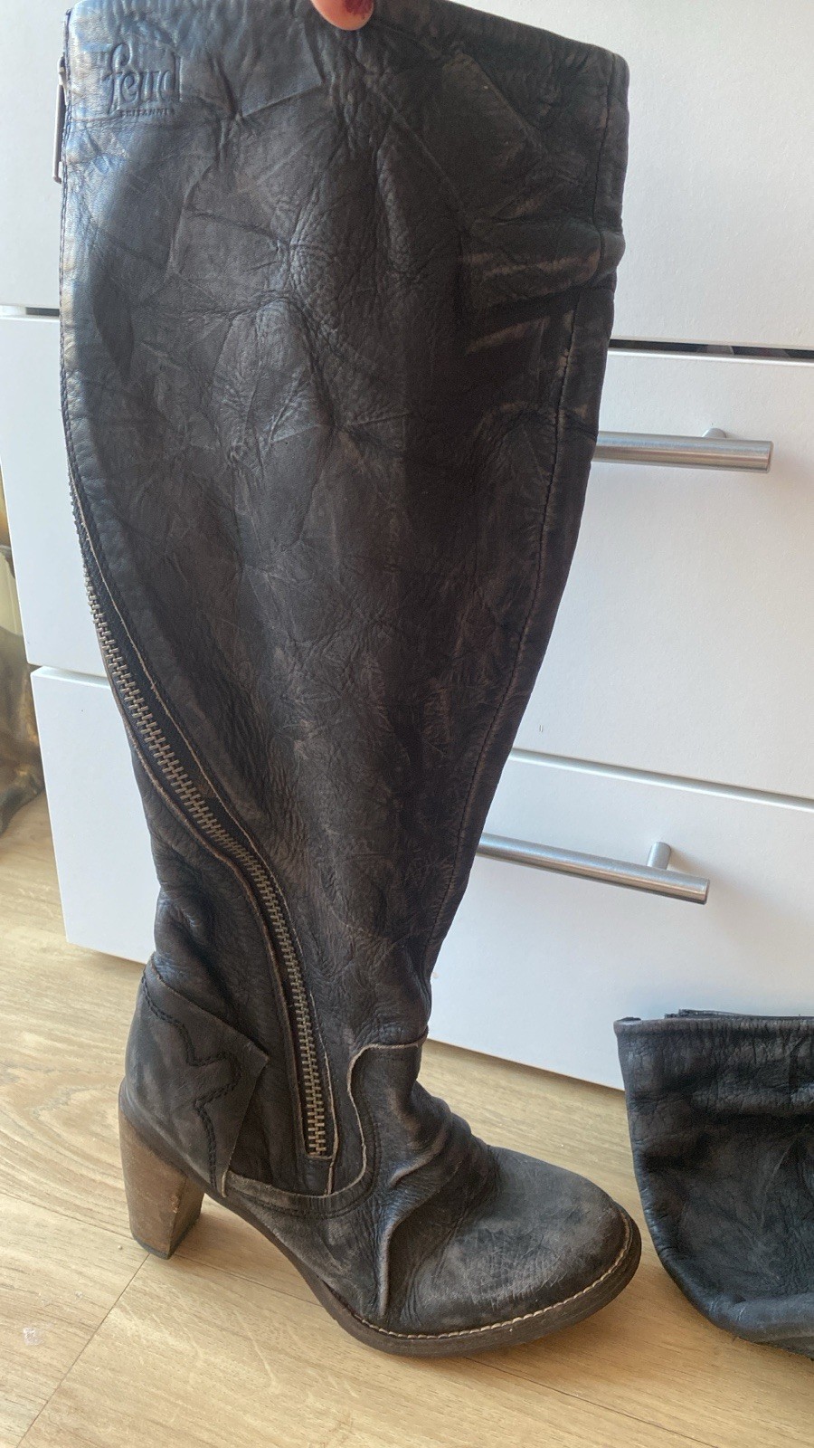 Designer boots winter boots 39 real leather grey biker boots women heel