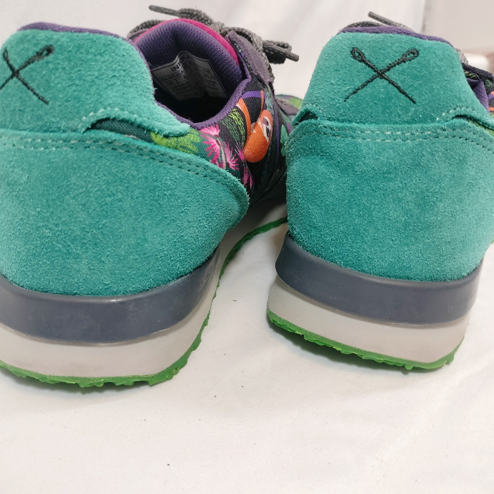 Inkkas Bahia Jogger Sneakers; Sloth Toucan Jungle Print Suede Low Top Lace Up