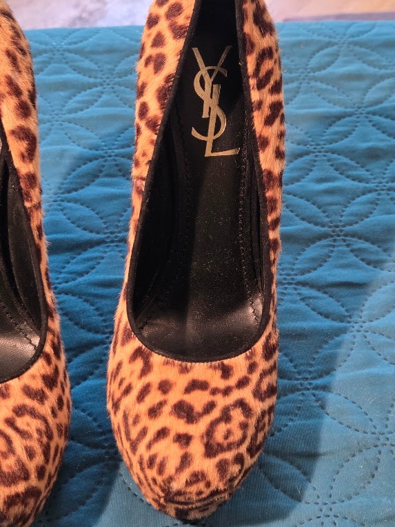 AUTHENTIC – YSL Yves Saint Laurent Leopard Calf Hair Tribtoo Platform Pump