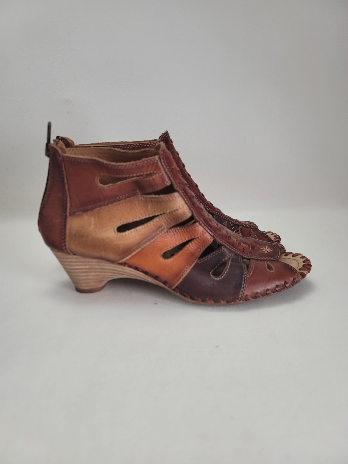 Pikolinos Cutout Leather Heels Booties EU 40 US 9 Spain Brown Heel Casual Travel