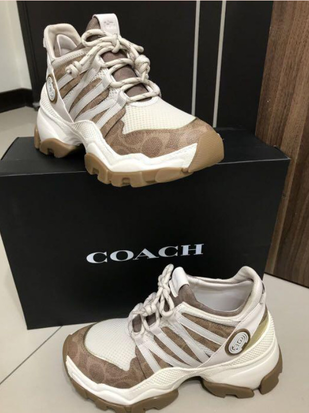 Coach’s «CitySole» C165 runner cc mesh size Beige and Brown Sneakers NWOB