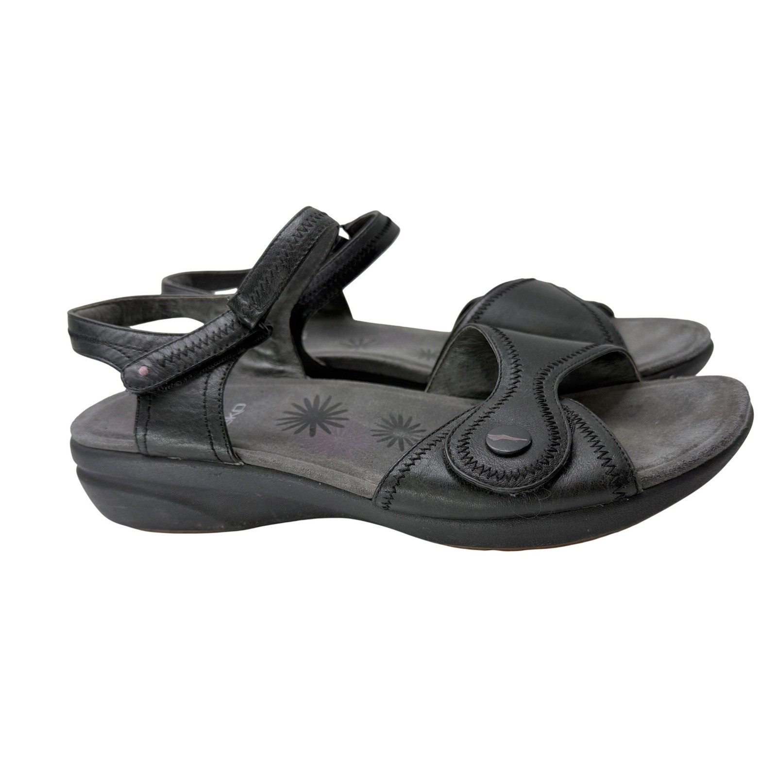 Dansko Black Leather Comfort Wedge Strap Sandals Women Size 41 EU