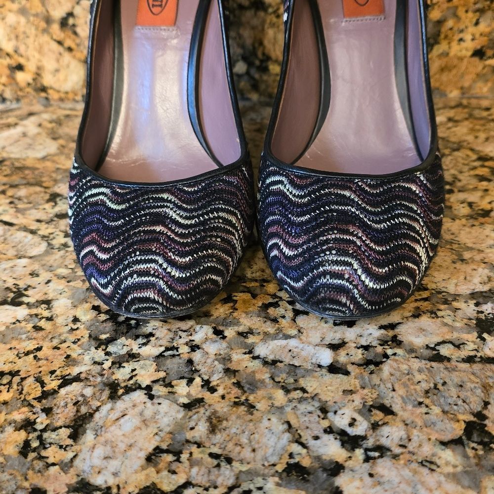 Missoni Orange Label Multi Color Cuoio Italian Round Toe Pumps – 38 – US 7 1/2