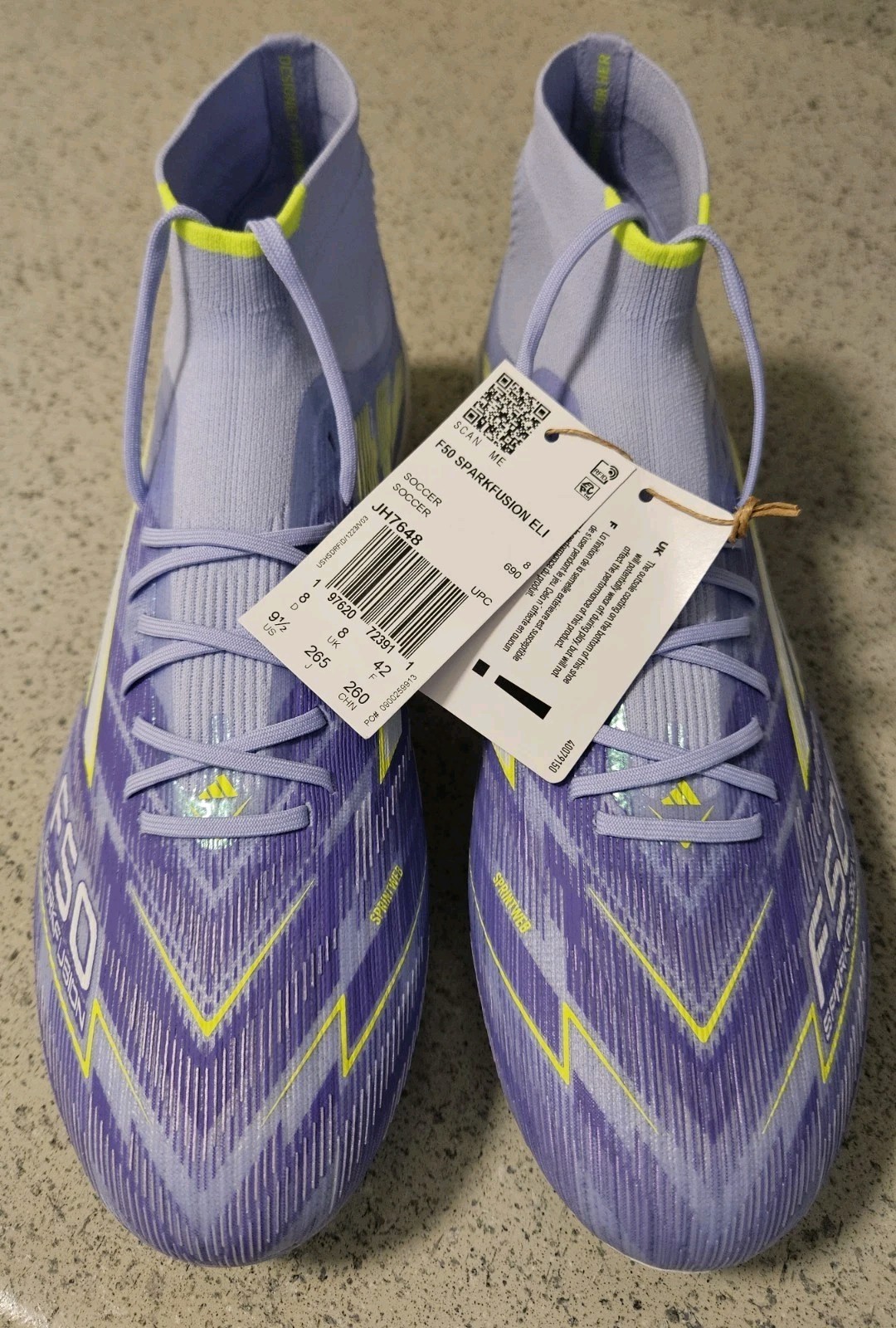 Adidas F50 Sparkfusion Elite Mid FG Soccer Cleats Violet Women’s 9.5 / Men’s 8.5