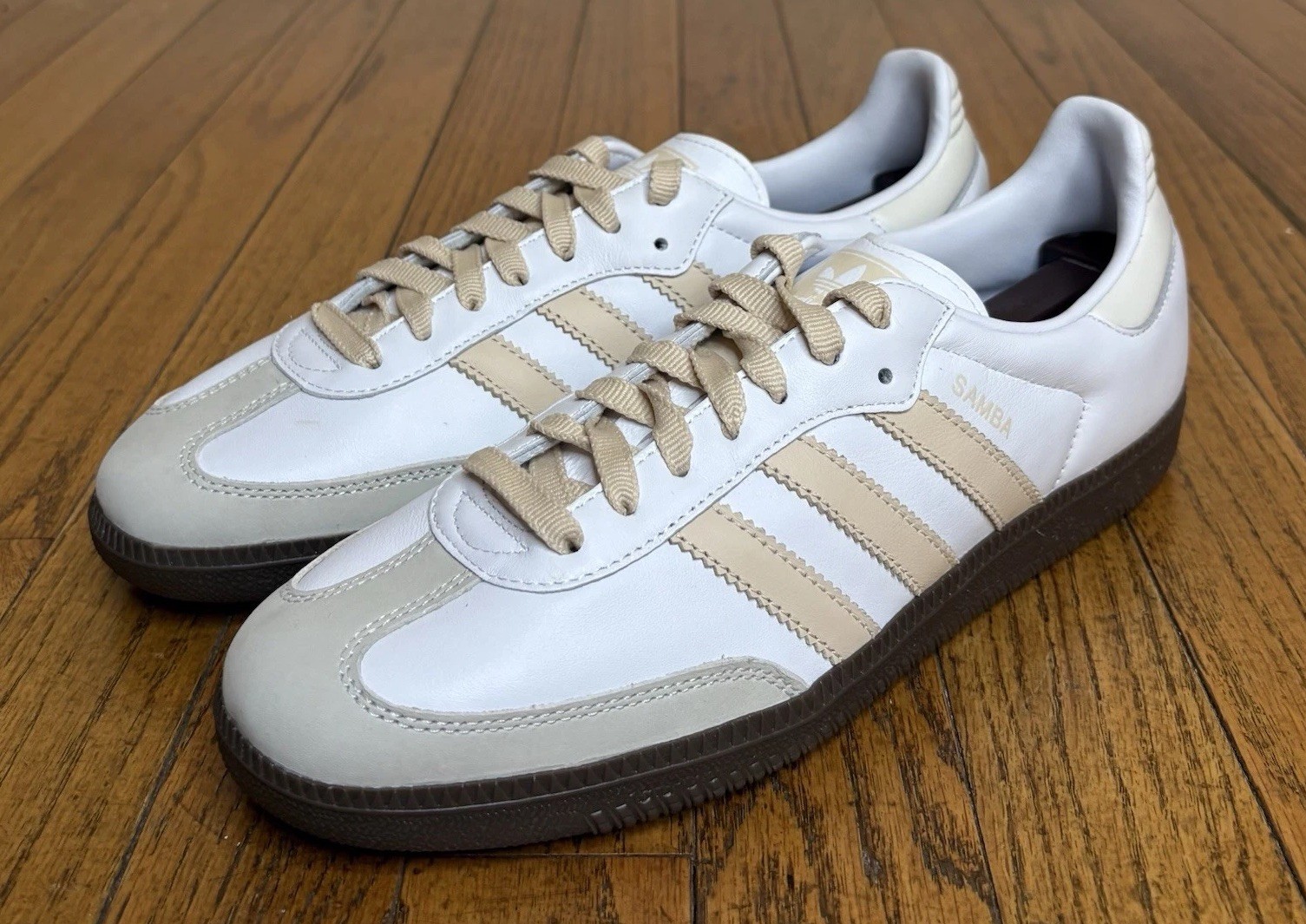 Adidas Samba OG Women 9 White Sand Strata Retro Terrace Gum Sole Sneakers Casual