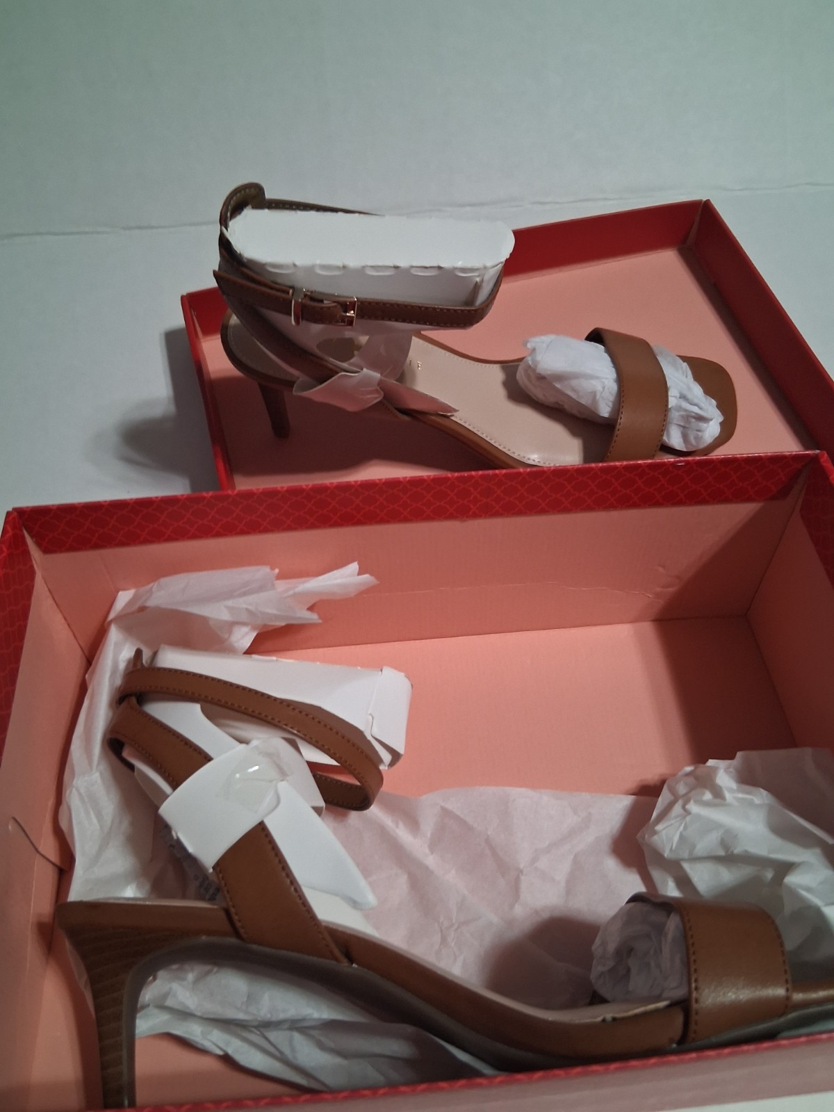 Kelly & Katie Golden Cognac Strappy Stiletto Heel Sandals Ankle Strap 10M