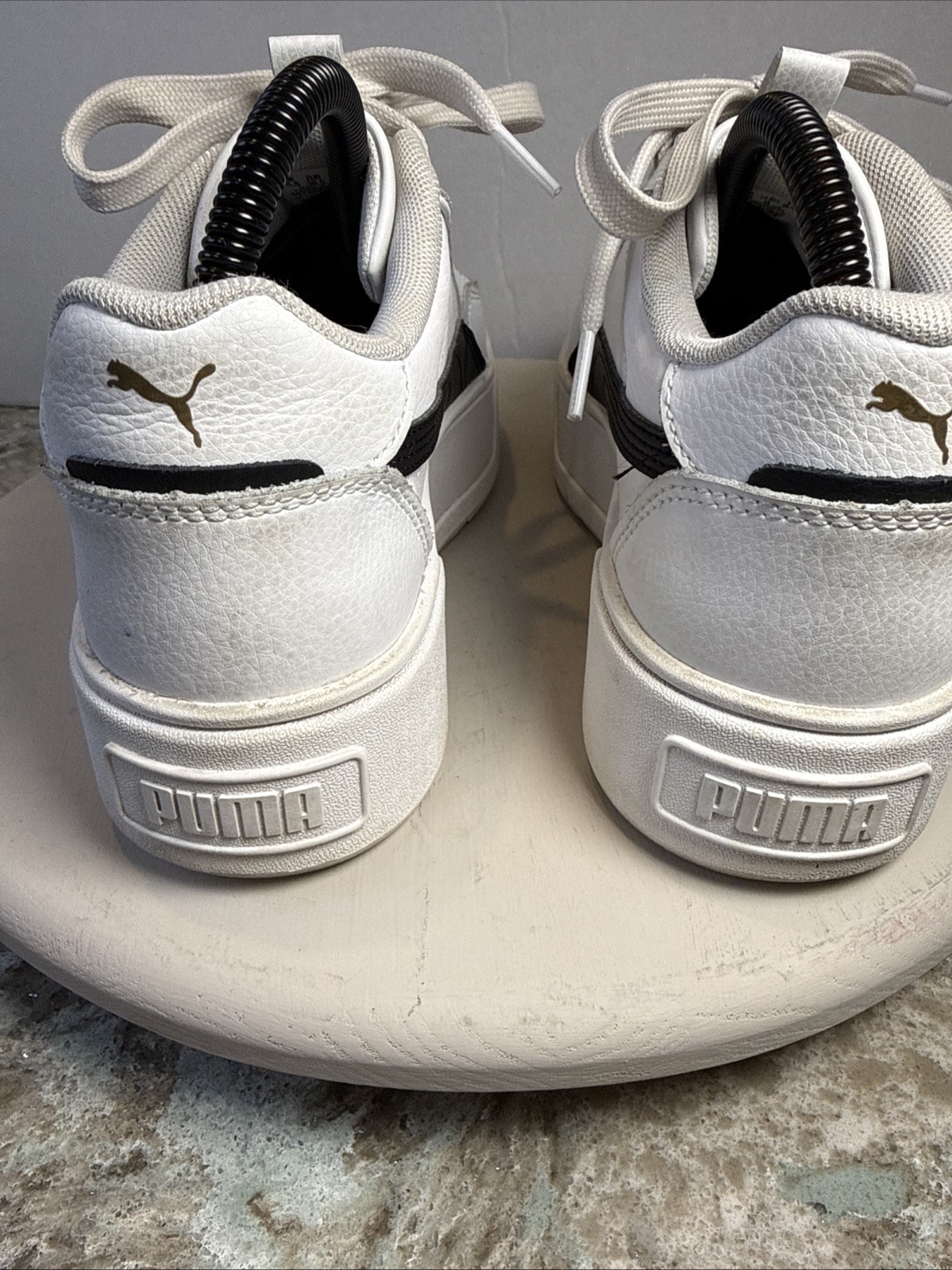 Size 8 – Puma Smash Platform v3 White Black Gold W Shoes Hip Hop School Trendy