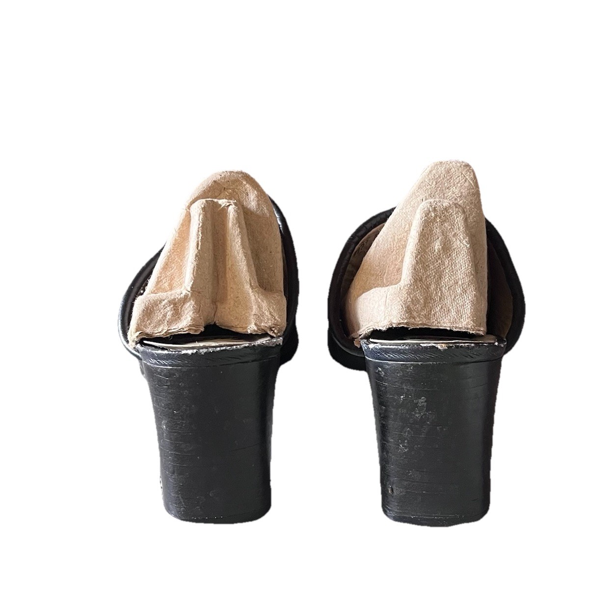 Vintage Y2K Black Leather Mules EU 39 – Goth Grunge Biker Witchy Retro