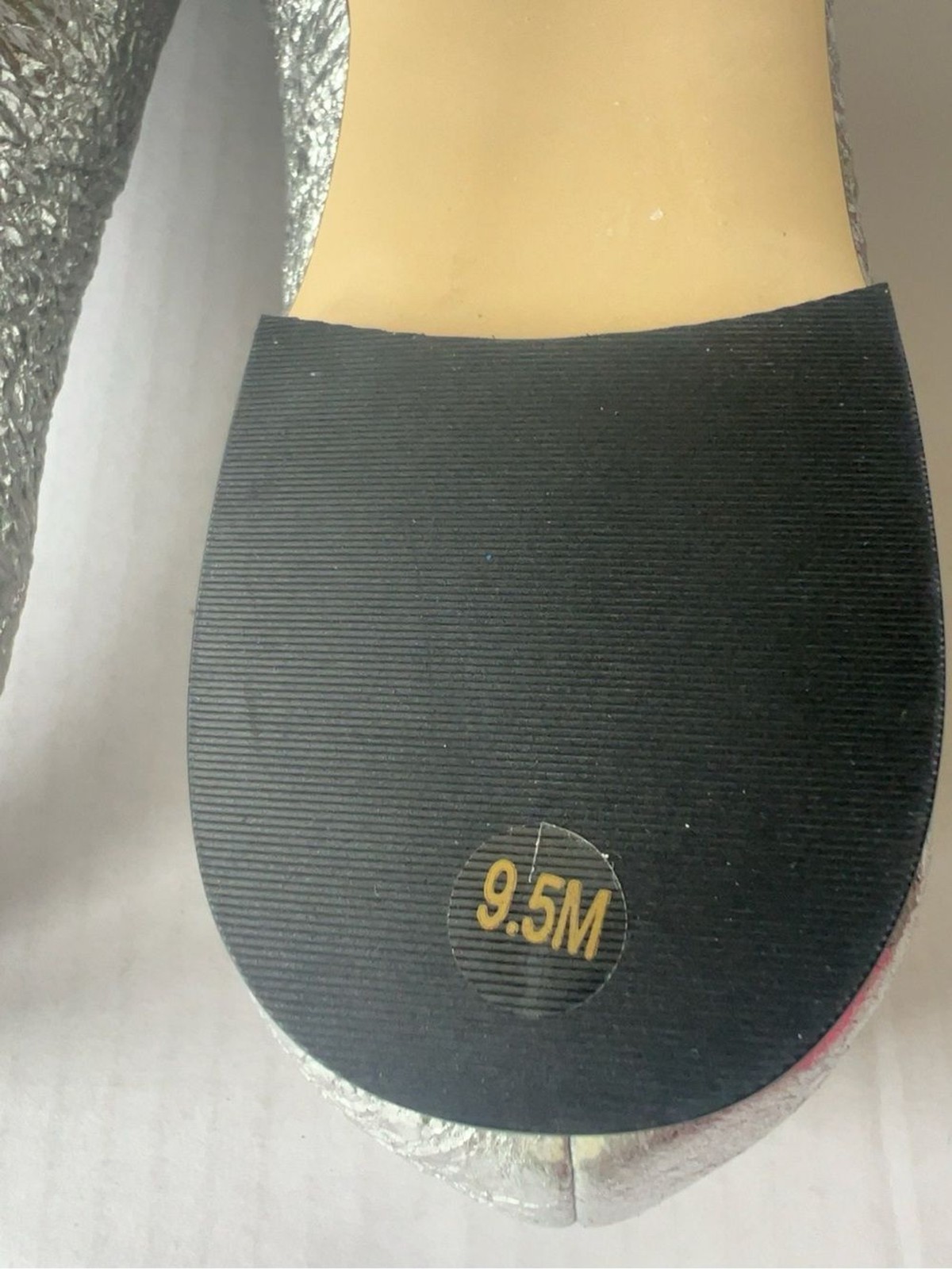 NEW Tory Burch Laila 2 Driver Ballet Flats Silver Crinkle Metallic Leather Shoes