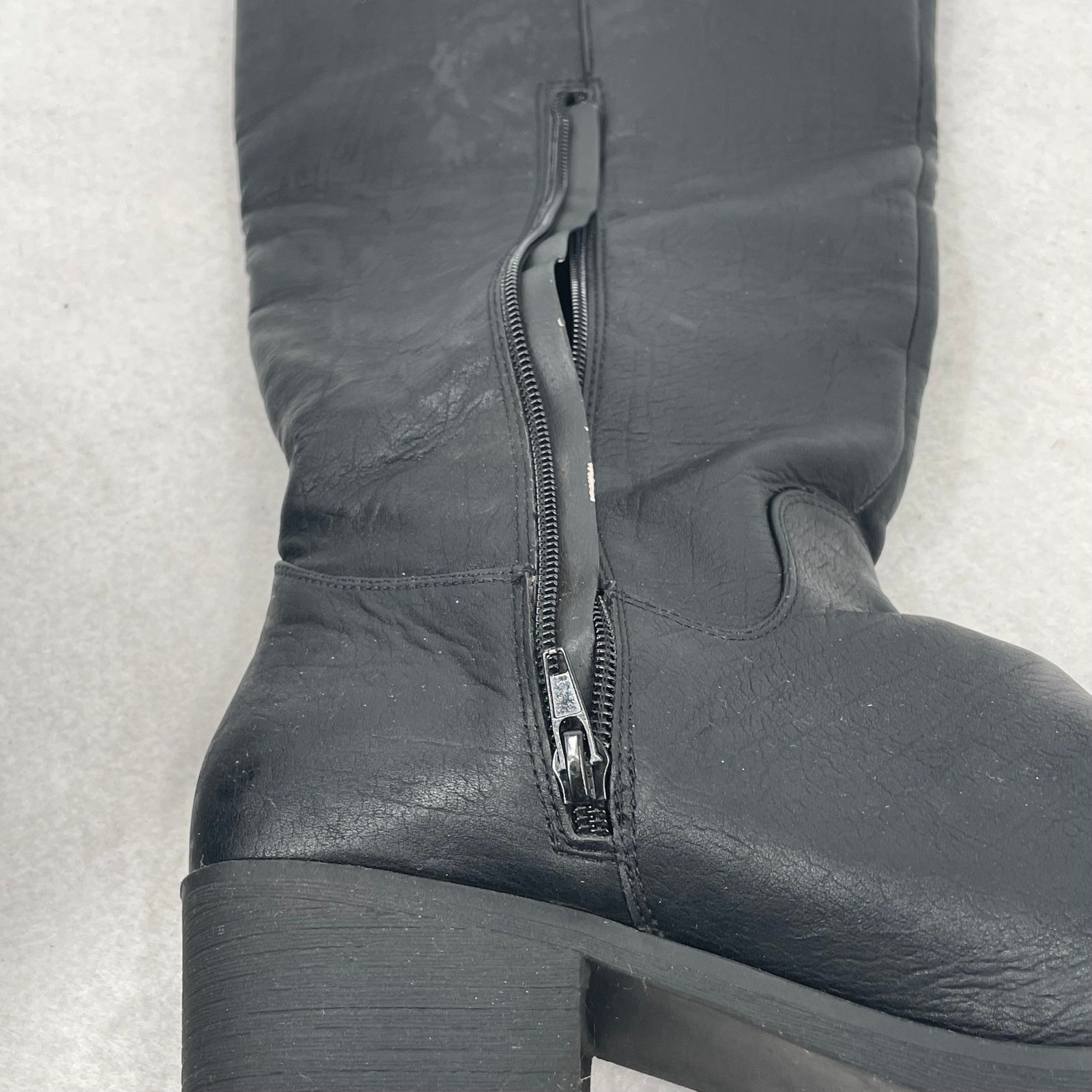 London Fog Black Tall Riding Boots Block Heel Size 10M LFW-IRIE WL06309