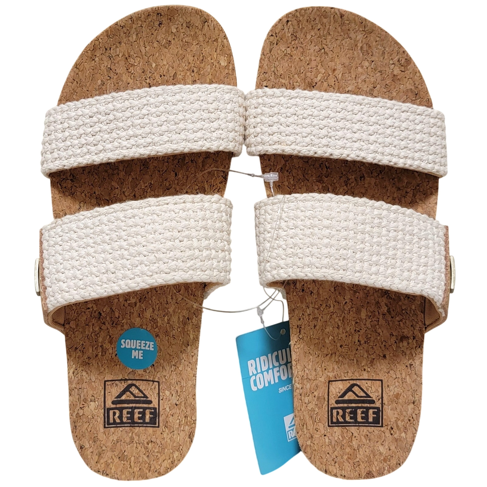 Reef Women Double Strap Slide Sandals Cushion Vista Size US 6 Natural Crochet