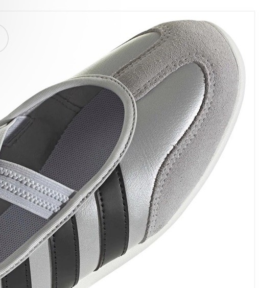 New adidas Barreda Sz 7 Mary Jane Silver Metallic Core Black Casual Shoes *read*