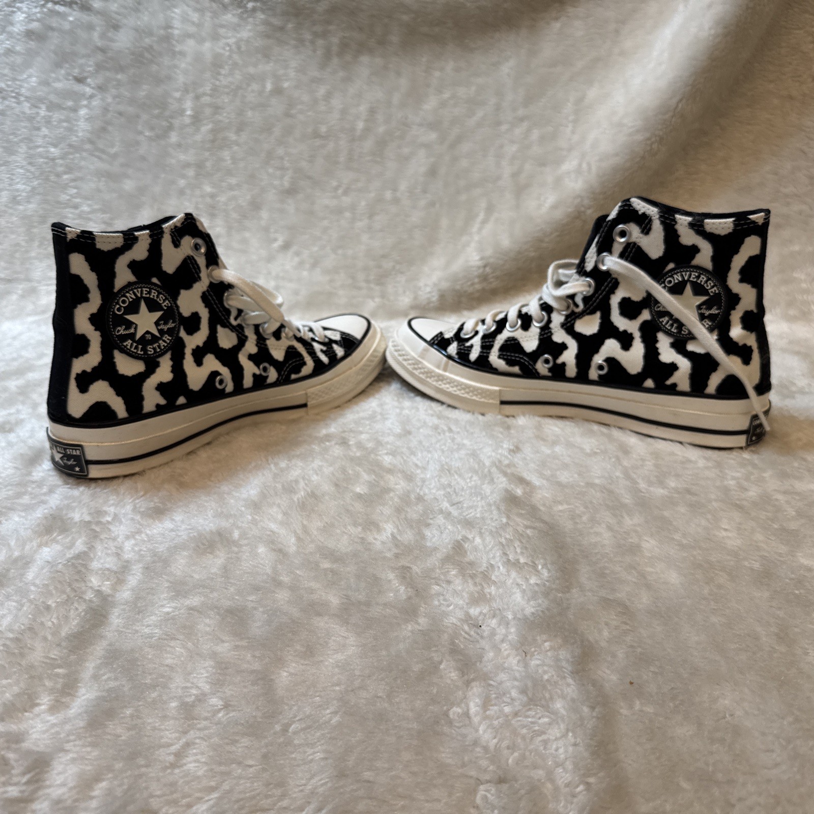 Womens Converse CHUCK Taylor All Star HI A12350C Black Leopard Graphics Sz 6.5