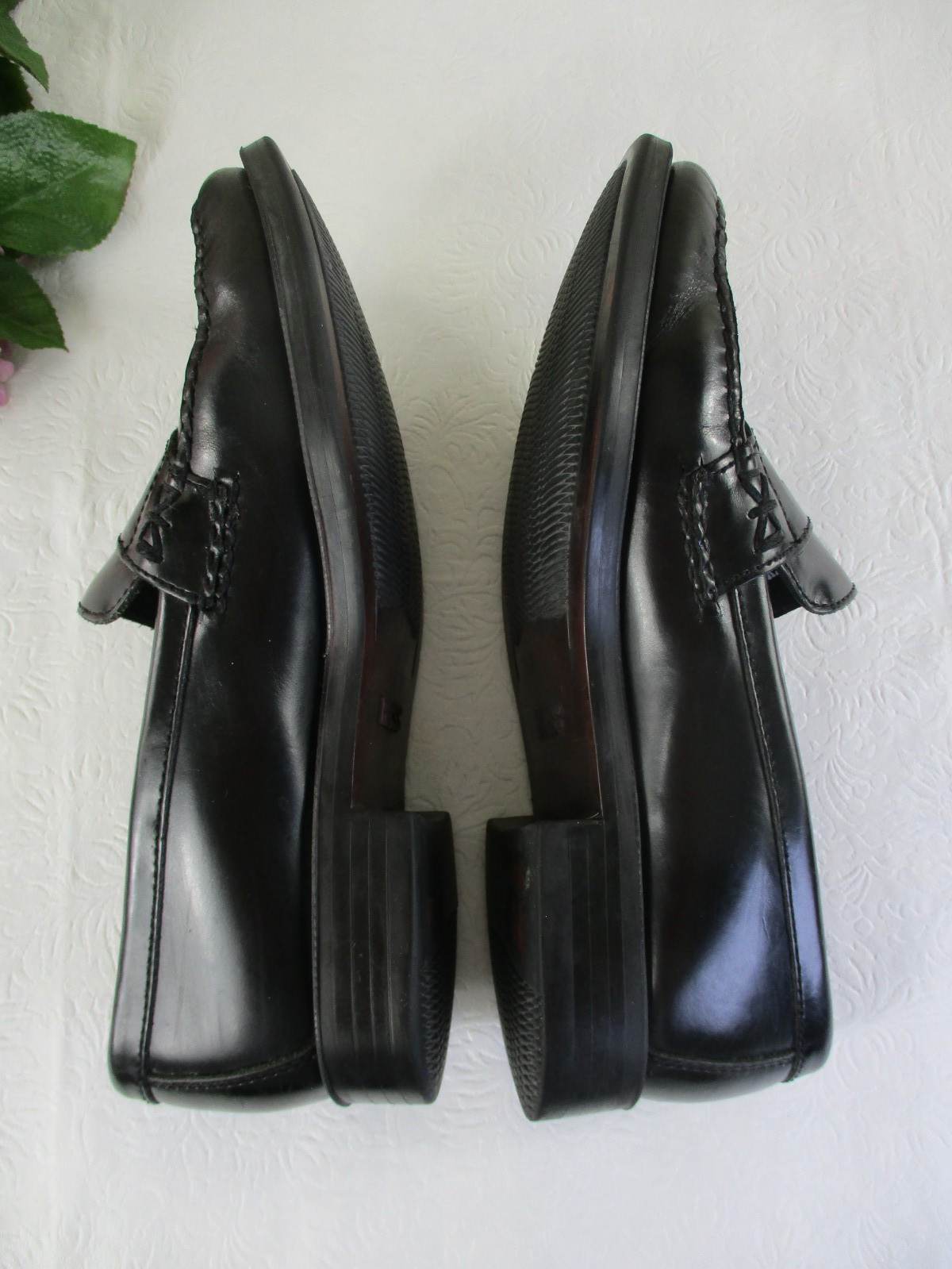 GH Bass Weejuns 7W Katherine II Penny Loafers Black Leather Shoes made Brazil