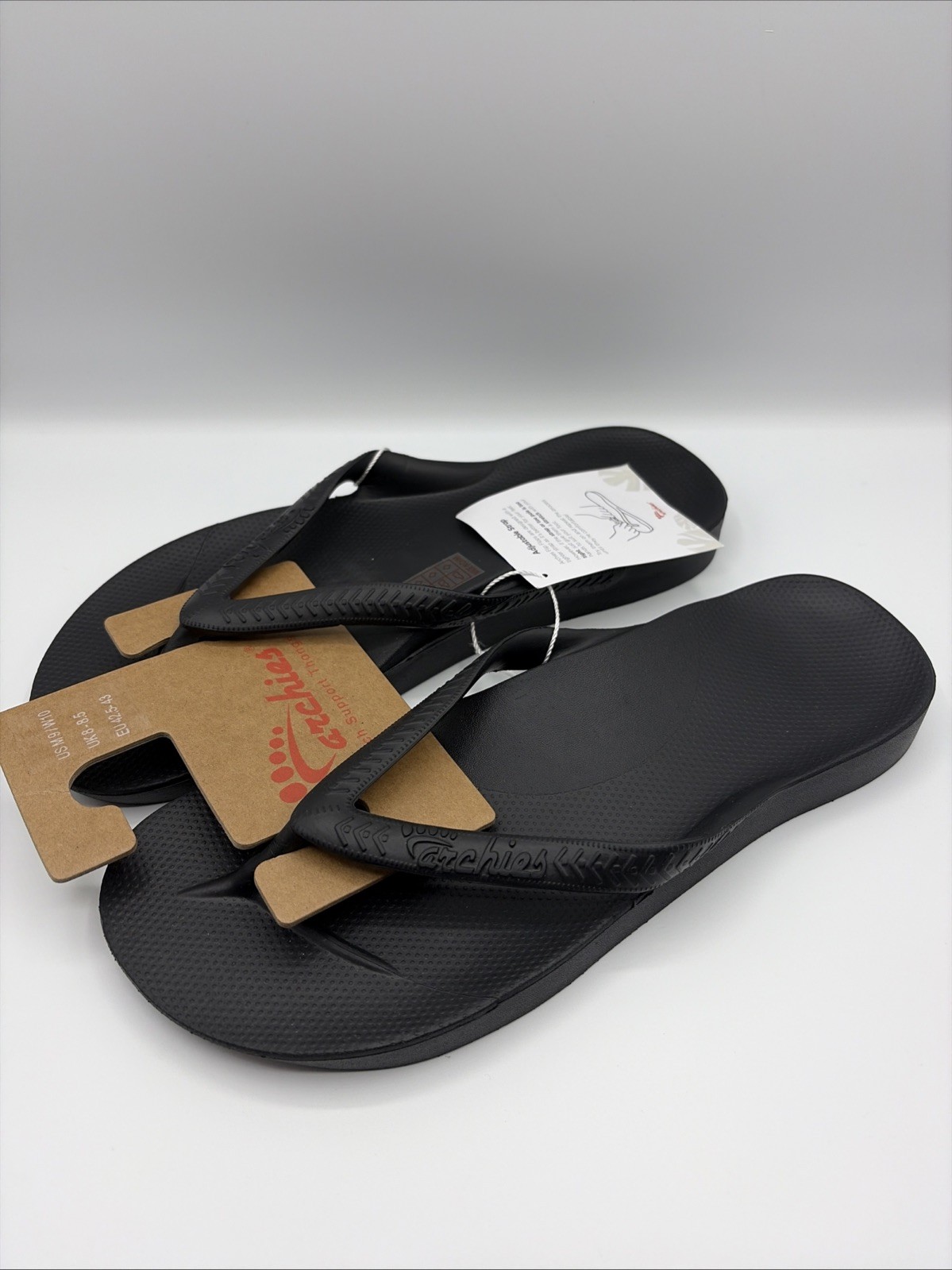 Archies Flip Flop Sandal Unisex Sz M9 W10 Black Arch Support Therapy