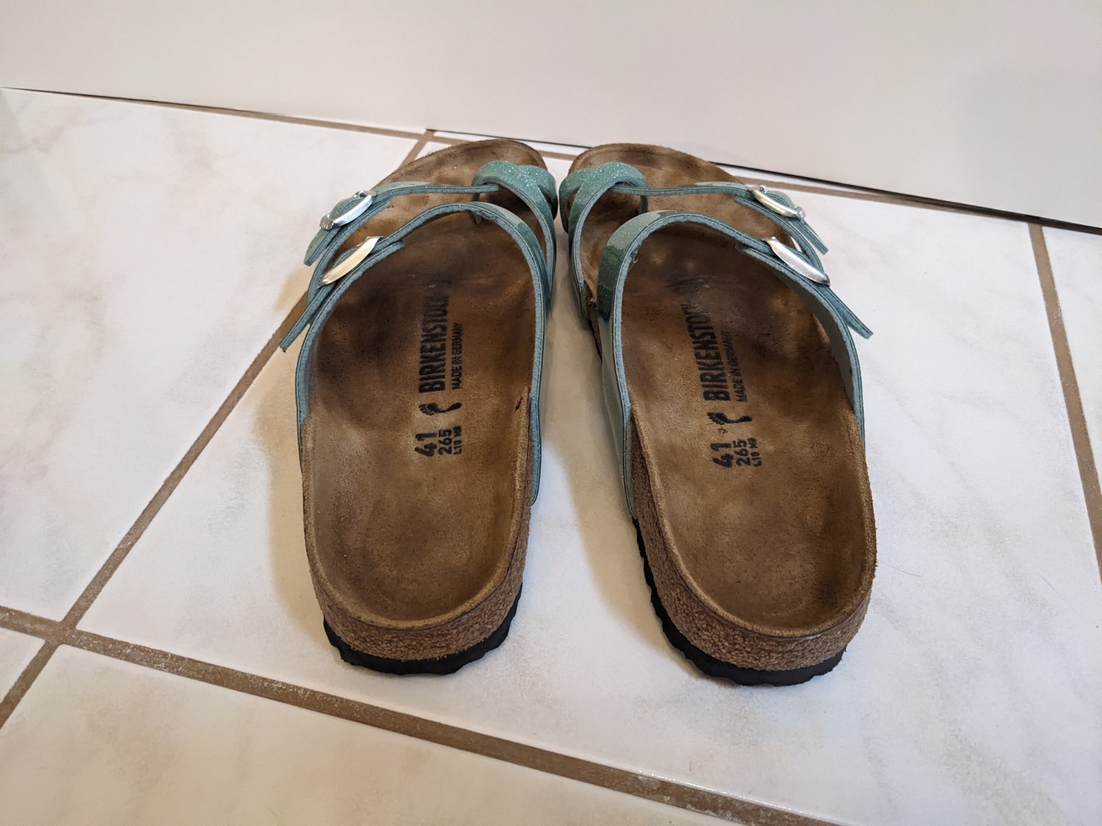 Mayari 41 glitter green Birkenstock sandals Narrow Fit