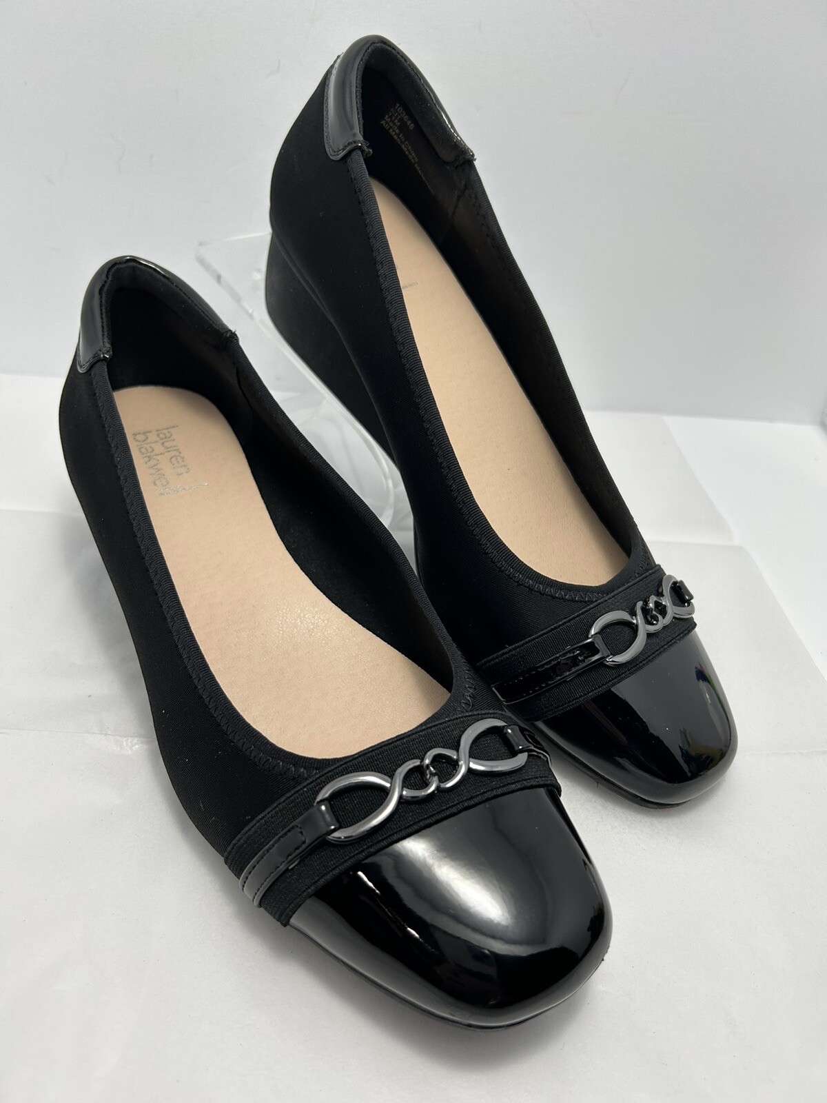 Lauren Blackwell Womens Wedge Shoes Size 11M Black Cap toe #E