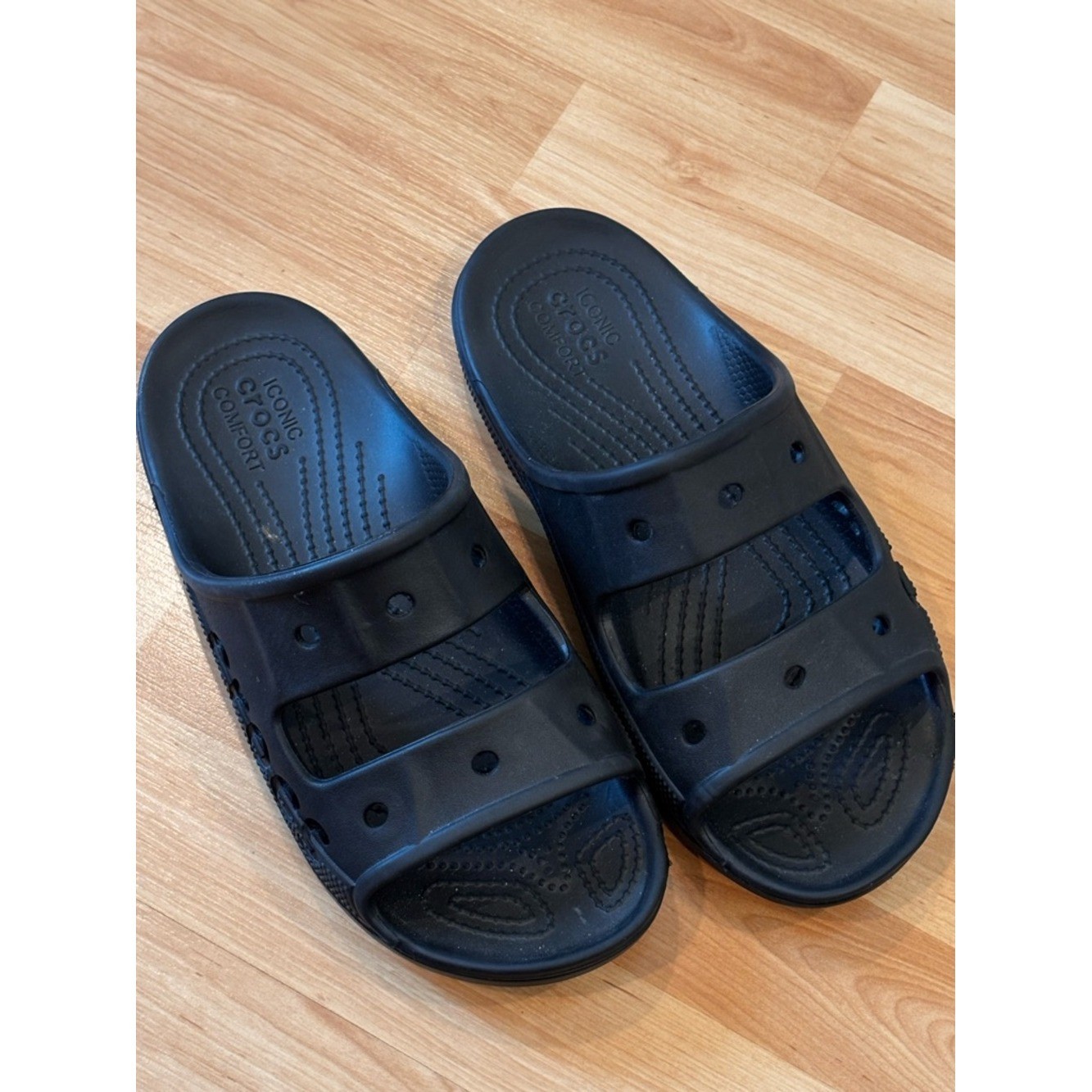 CROCS Black Double-Strap Baya Slide Sandals