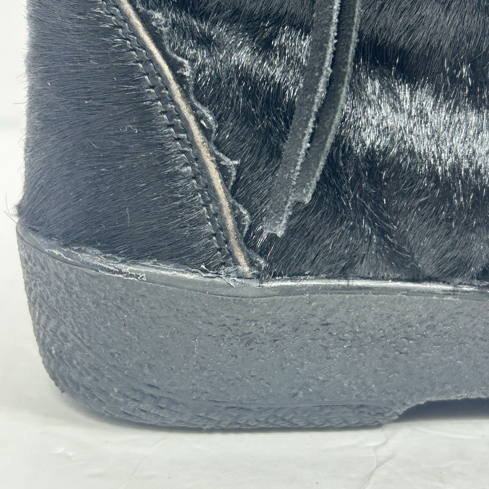 Oscar Sport Christina Black Fur Boots 41/10 Zip Apres-Ski Italian Winter Pull On