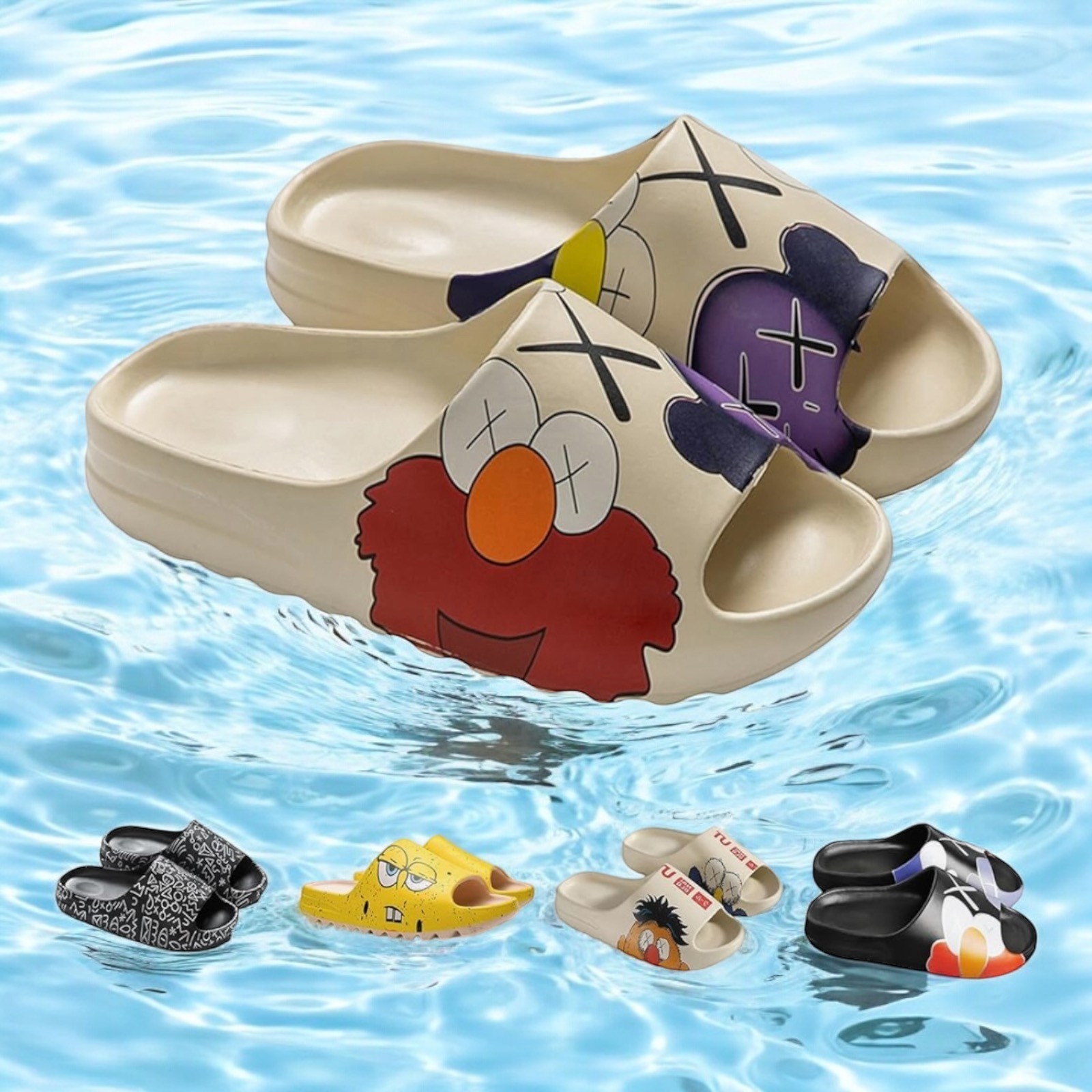 Cartoon Cozy Pillow Slides Anti-Slip Sandals Slippers Cloud Home Outdoor Slipper