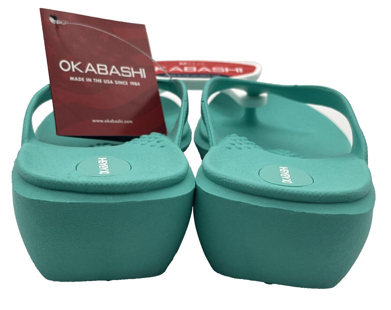 Okabashi Women’s Size M 6.5-7.5 Flip Flops Sea Glass Green Sandals USA