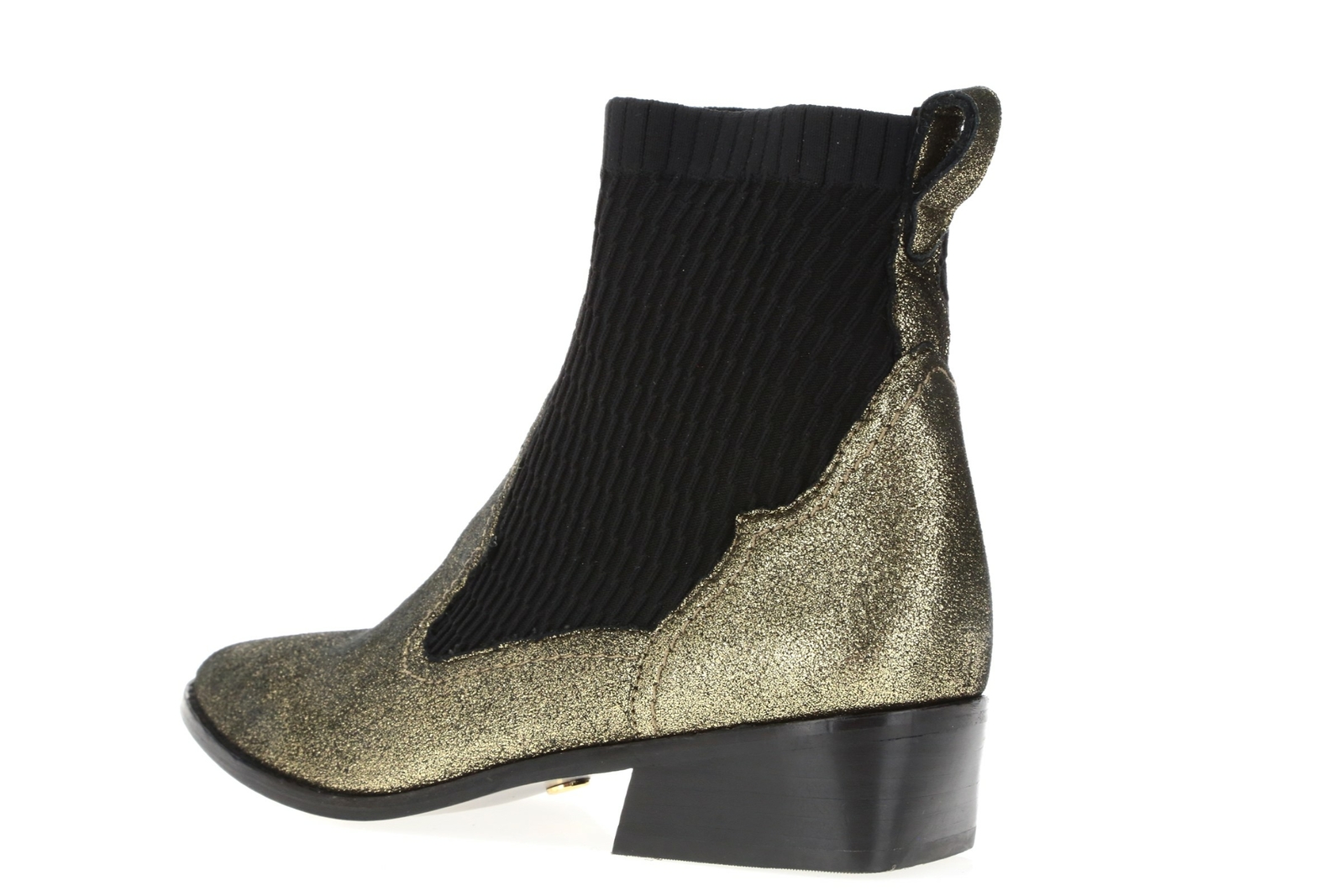 cecilia NY 250214 Womens Thomas Leather Bootie Gold/Black Size 8 Medium