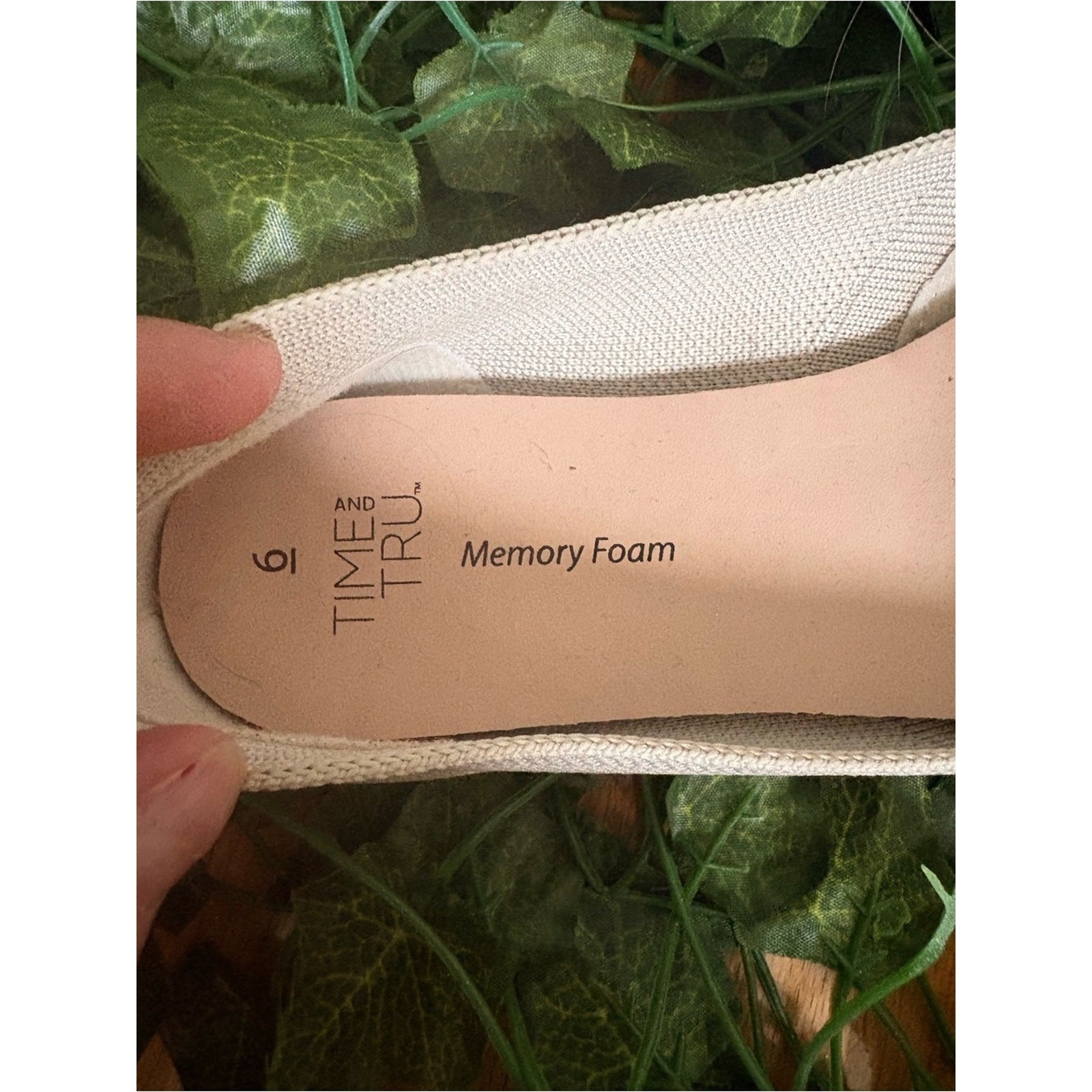 Time and Tru Beige Pointed-Toe Slip-On Flats