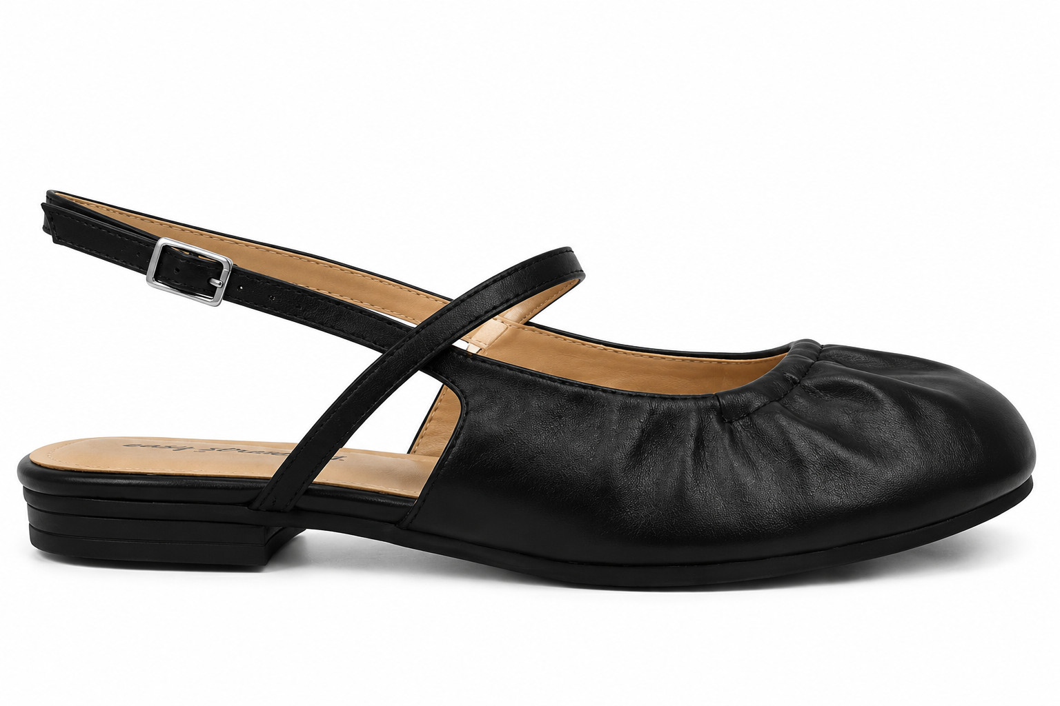 Easy Street Blake Slingback Flats Black Women’s Size 9 Wide W Comfort Shoes NIB