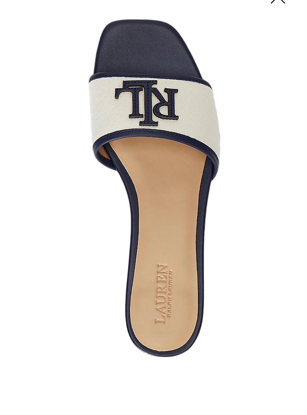 Lauren Ralph Lauren Everley Leather-Trim Canvas Slide Sandals