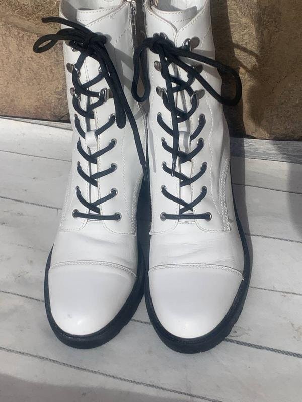 women marc fisher boots white leather 40
