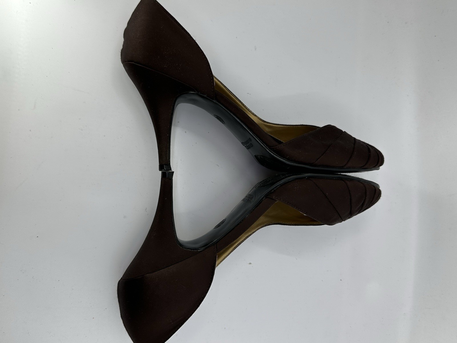 Mossimo Womens Dark Brown Satin Peeptoe Pumps Sz 10 Pre-owned