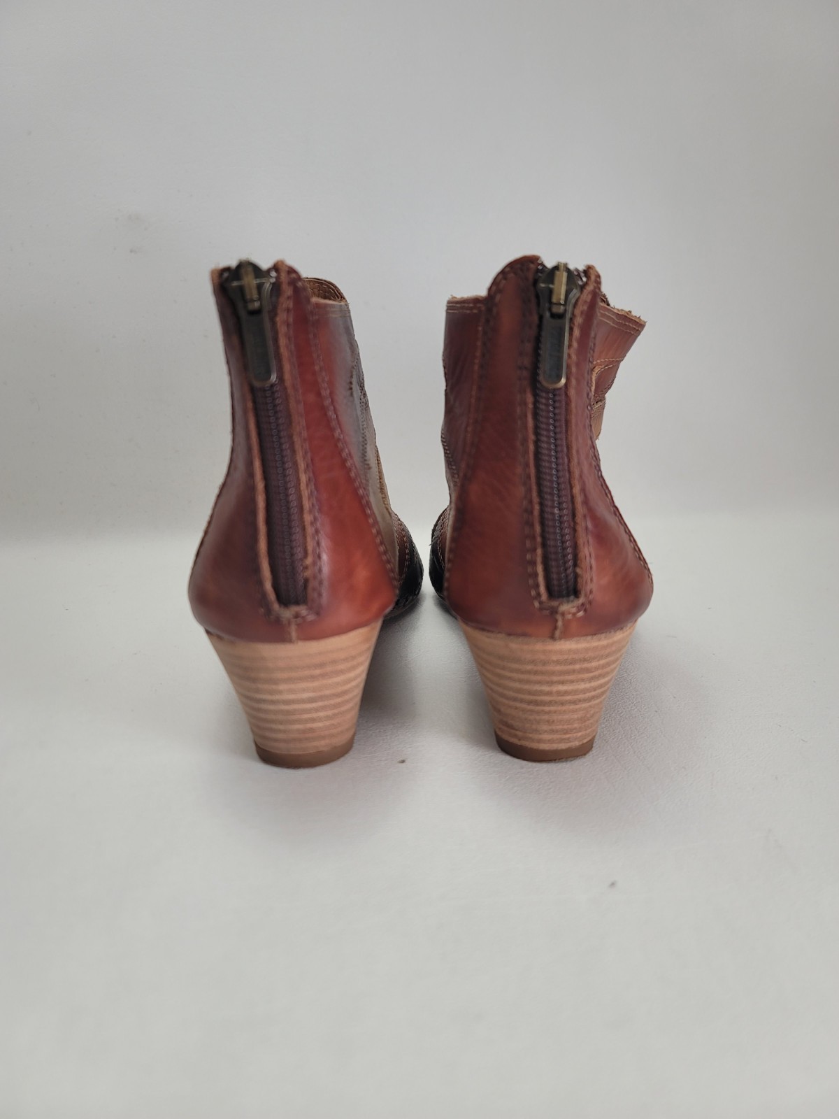 Pikolinos Cutout Leather Heels Booties EU 40 US 9 Spain Brown Heel Casual Travel