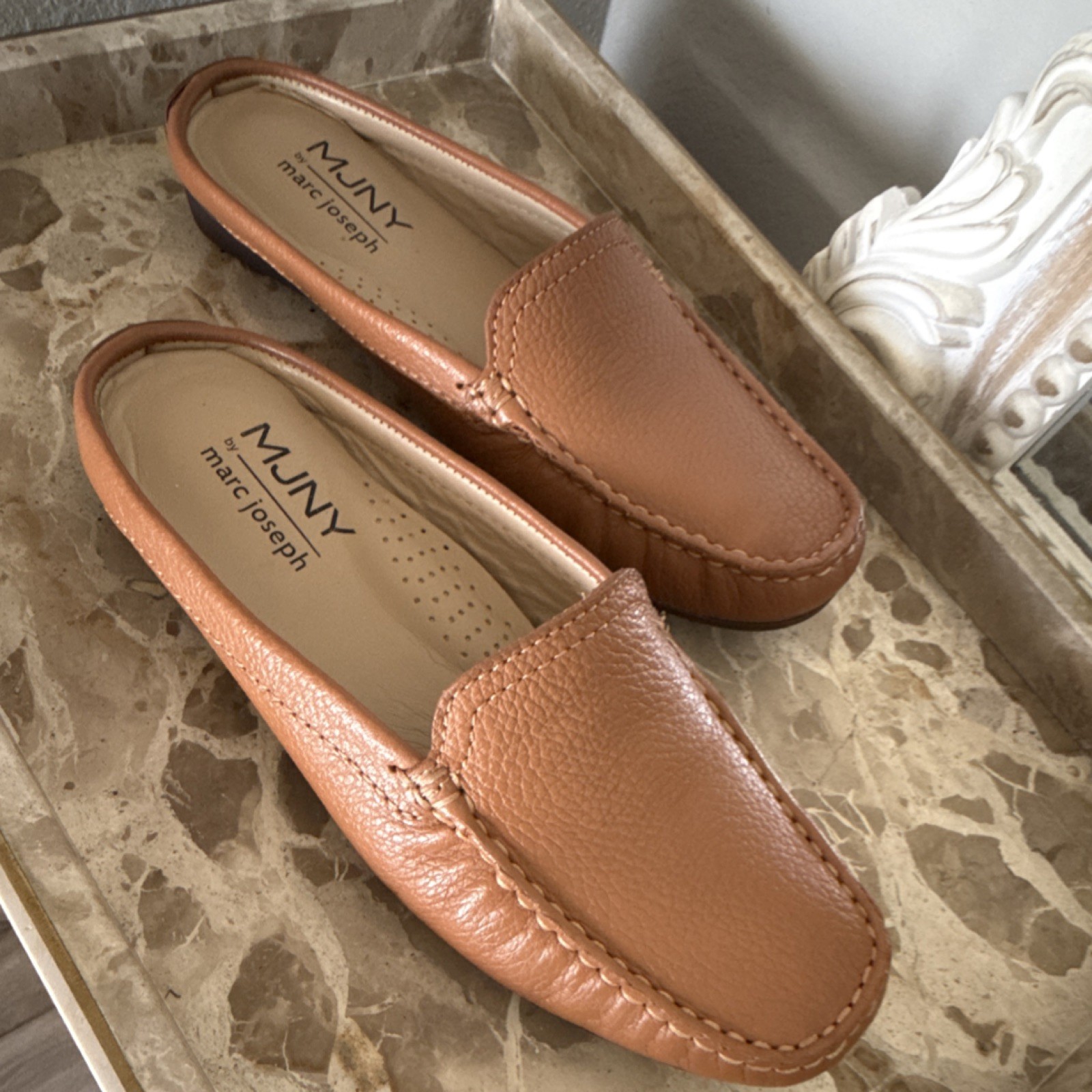Marc Joseph Women’s Brown Leather Slip-On Loafer Flats Closed Toe Comfort
