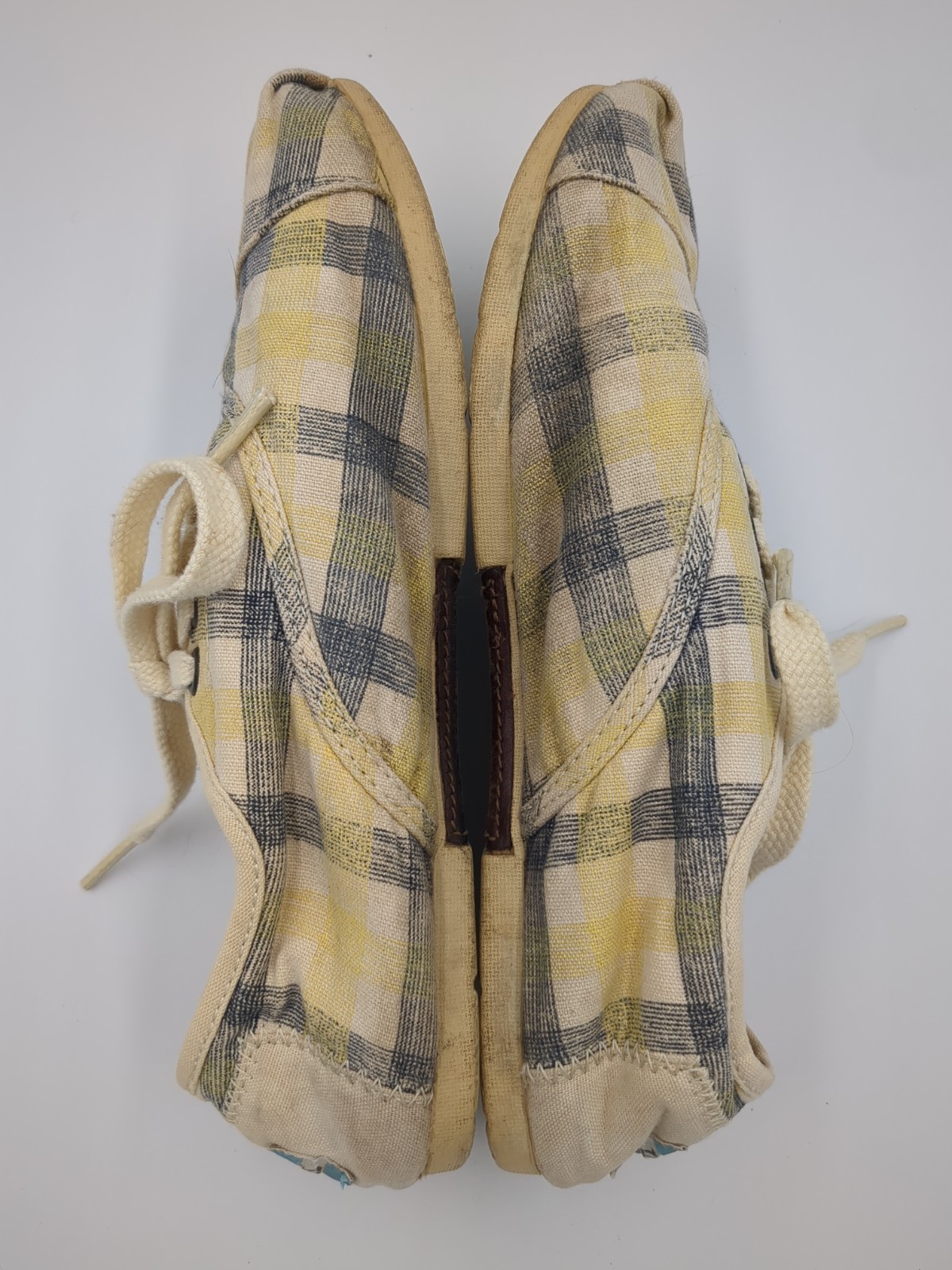 TOMS Blue & Yellow Checked Lace Up Sneakers Women’s size 6.5