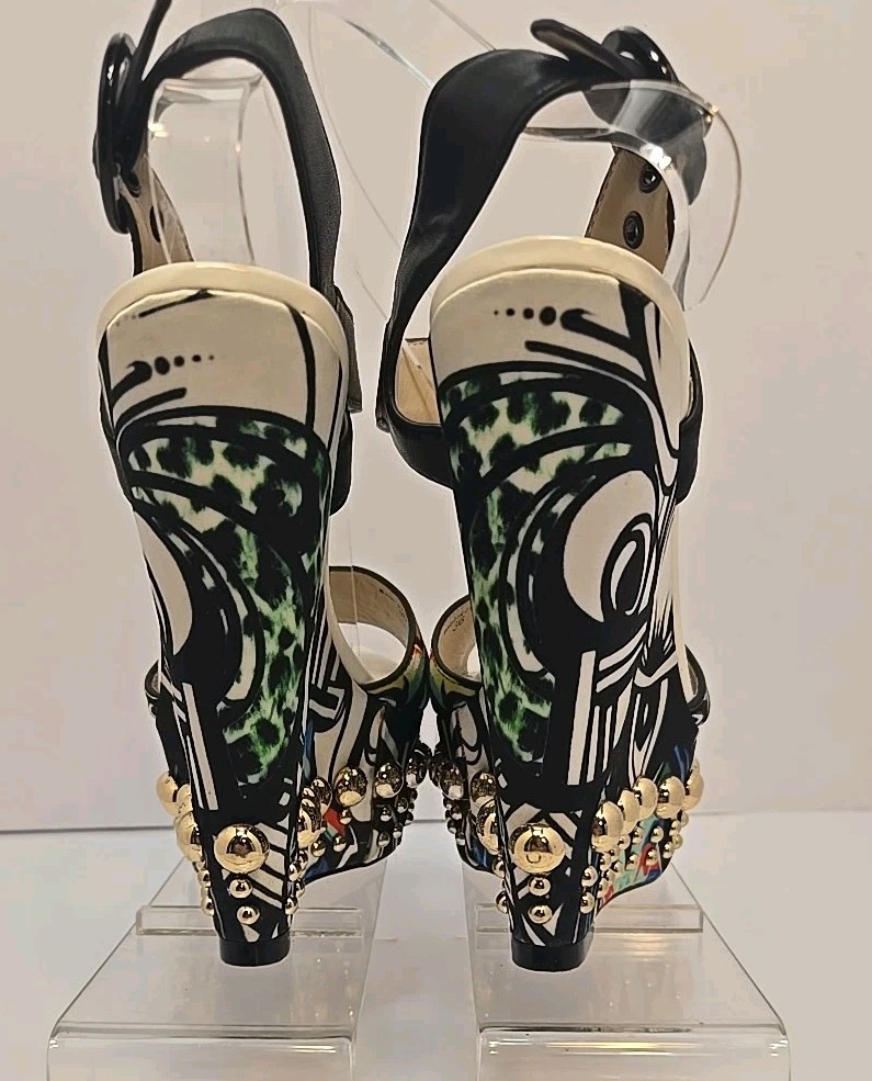 Just Cavalli Sandal Wedge Open Toe Platform Multi Color Sandals 36 / US 6 M